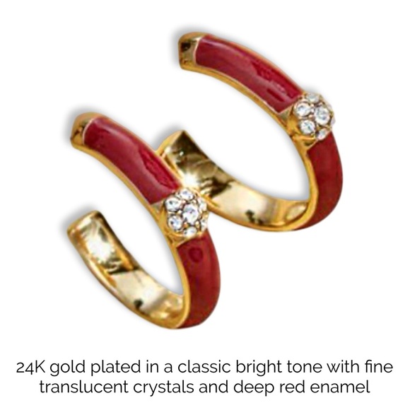 NIB Yanbal Hoop Earrings Argollas Brillo Terra - red enamel - Picture 3 of 12